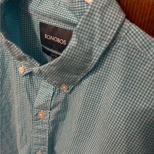 Bonobos Men's Teal Gingham Button Down Shirt